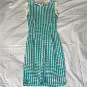 Love...Ady Bodycon Turquoise and White Dress